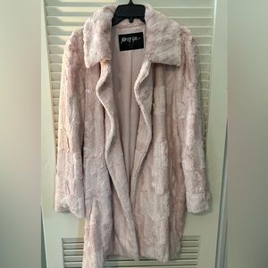 Fun faux fur light pink coat